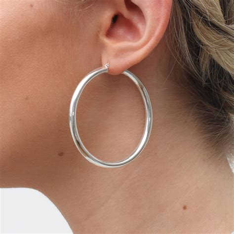 real silver hoop earrings large